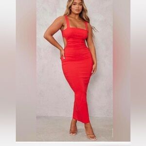 Red Cutout Midi Dress